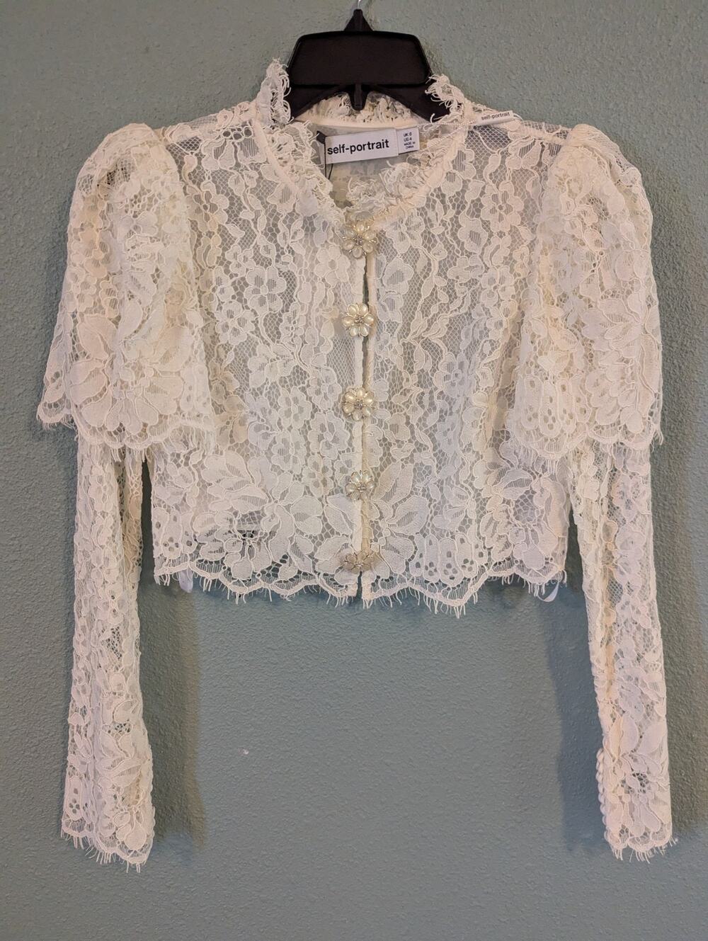 Self Portrait Ivory Lace Top,Size 4/Sm. Nwt